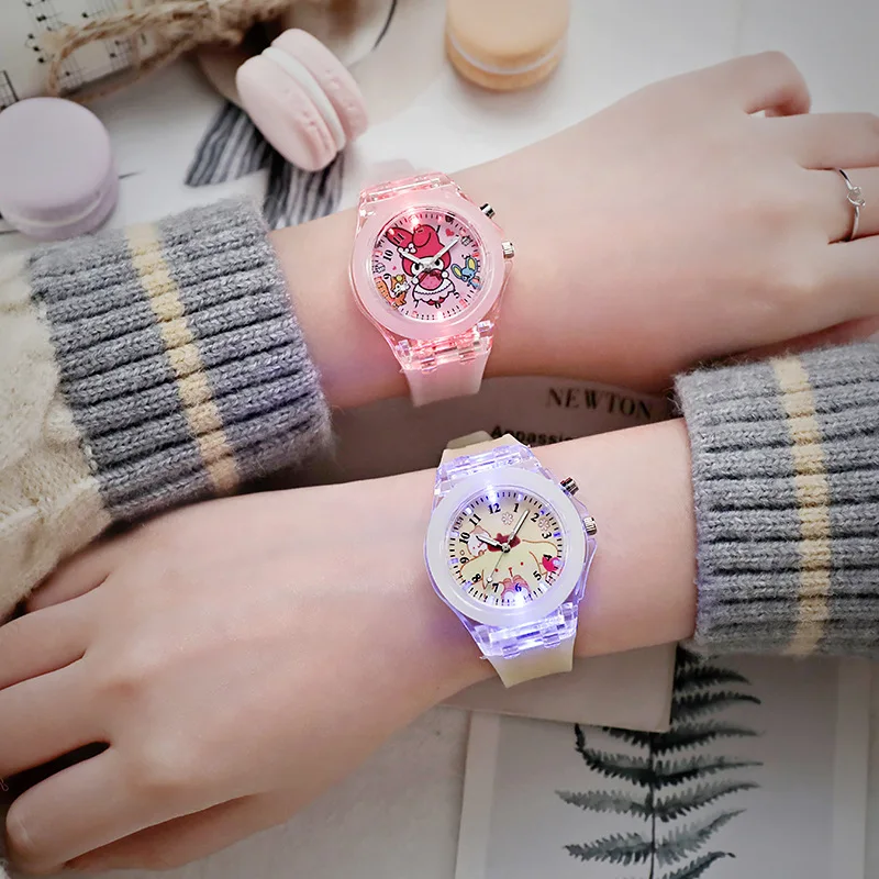 

Sanrio Hello Kitty Watches Kawaii Kuromi My Melody Cinnamoroll Student Children LED Luminous Bracelet Watch Kids Birthday Gifts