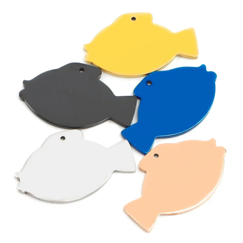 

20Pcs Personalized Anti-lost Dog Id Tags Pout-Fish Stainless Steel Engraved Pet Puppy Pendant Supplies For Gift