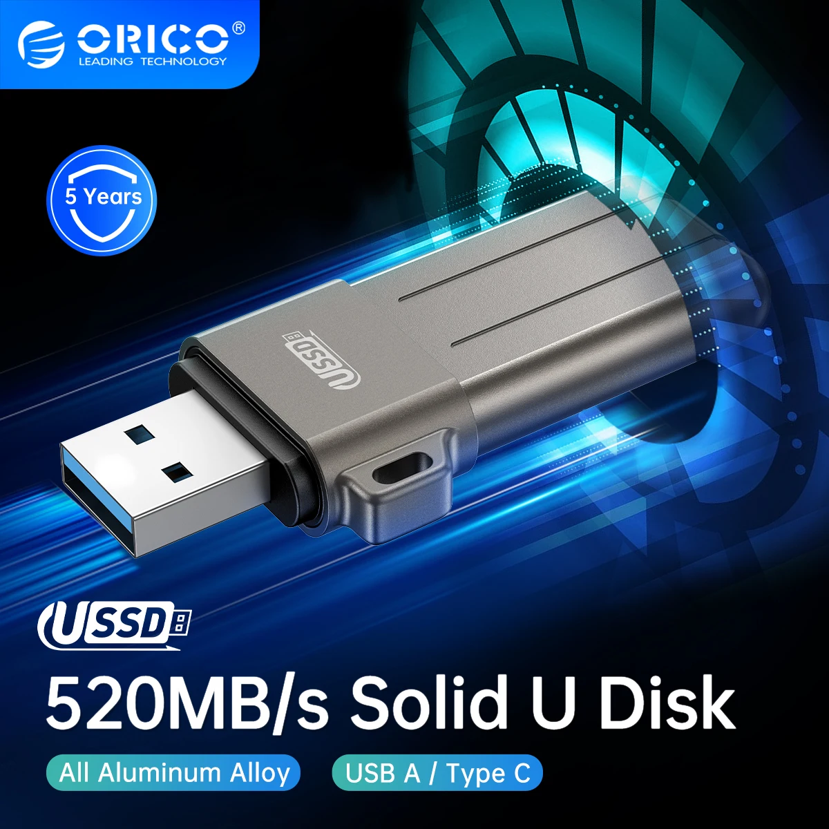 

ORICO USSD Mobile Solid U Disk 520MB/S Flash Drive 1TB 512GB 256GB Type-C USB 3.2 PenDrive Colorful Metal Solid State U Disk