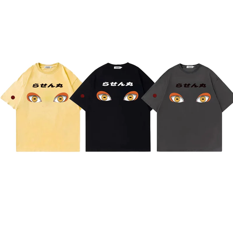 

Anime T-shirt Men's New Oversize Loose Fairy Eye Graphic Printed Cotton T-shirt Luxury Harajuku Unisex Street Wear 2022 Summer
