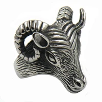 viking stainless steel sheep head ring fashion accessories men and women personality animal ring viking jewelry