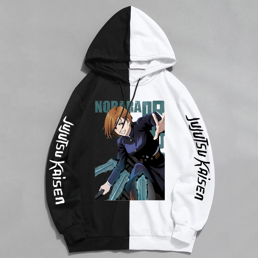 

Fashion Anime Jujutsu Kaisen Kugisaki Nobara Hoodies Cool Cartoon Black and White Print Harajuku Streetwear Casual Sweatshirts