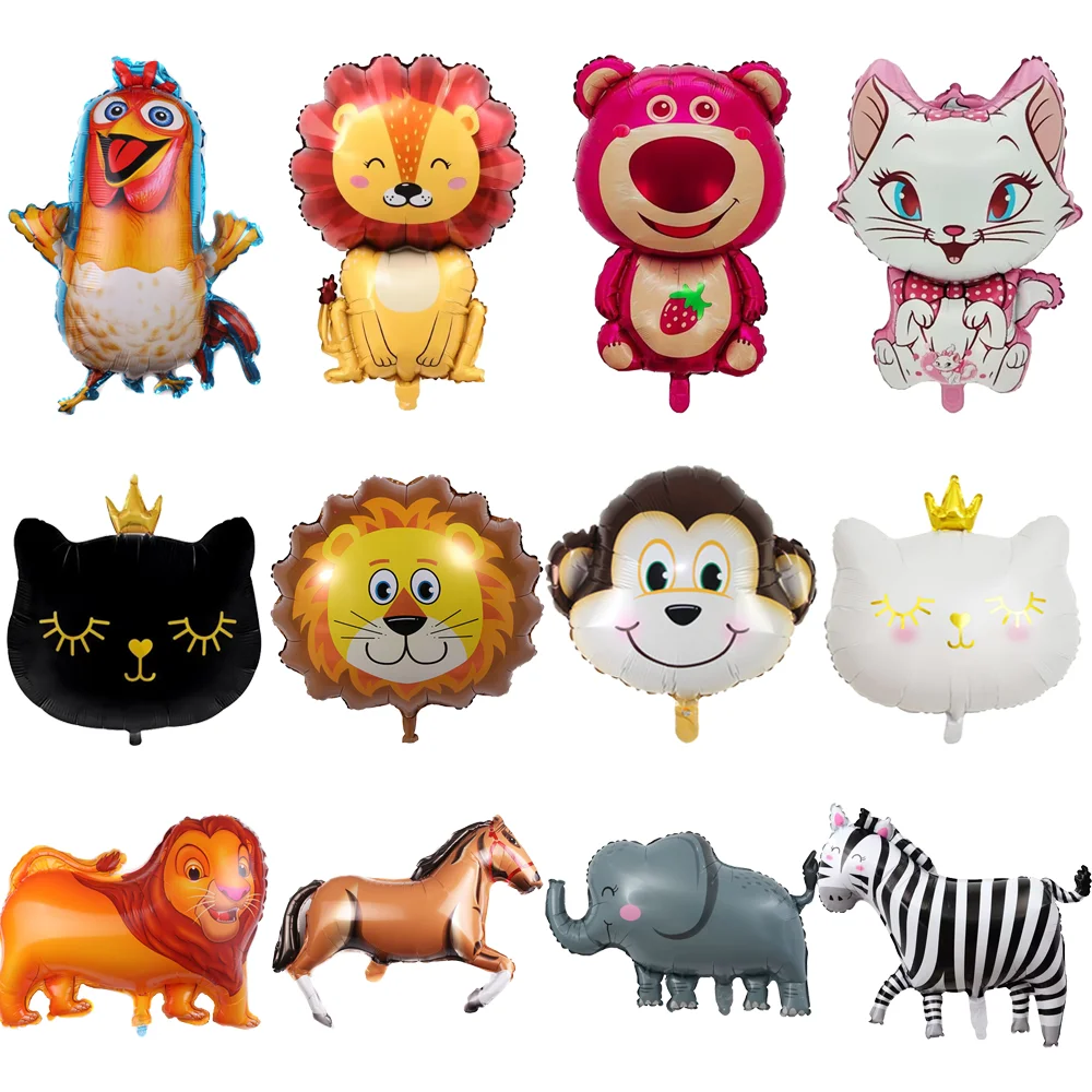 

Мультяшные животные, детские игрушки, Лев, жираф, алюминиевый пленочный шар, украшение для вечеринки в честь Дня Рождения, детский шар