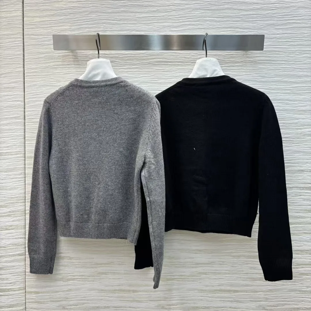 Высококачественный женский вязаный кардиган с круглым вырезом по