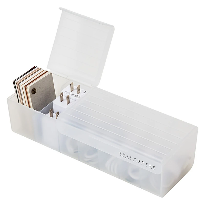 

Desktop Data Cable Storage Box Power Cord Storage Charging Line Sorting Partitioned Box With Cover