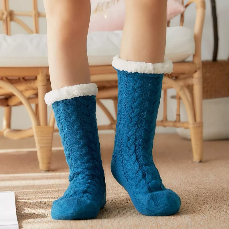 

Stripes Winter Women Socks Women Non-slip Adult Floor Socks Indoor Warm Shoes Soft Bottom Slippers Home Shoes