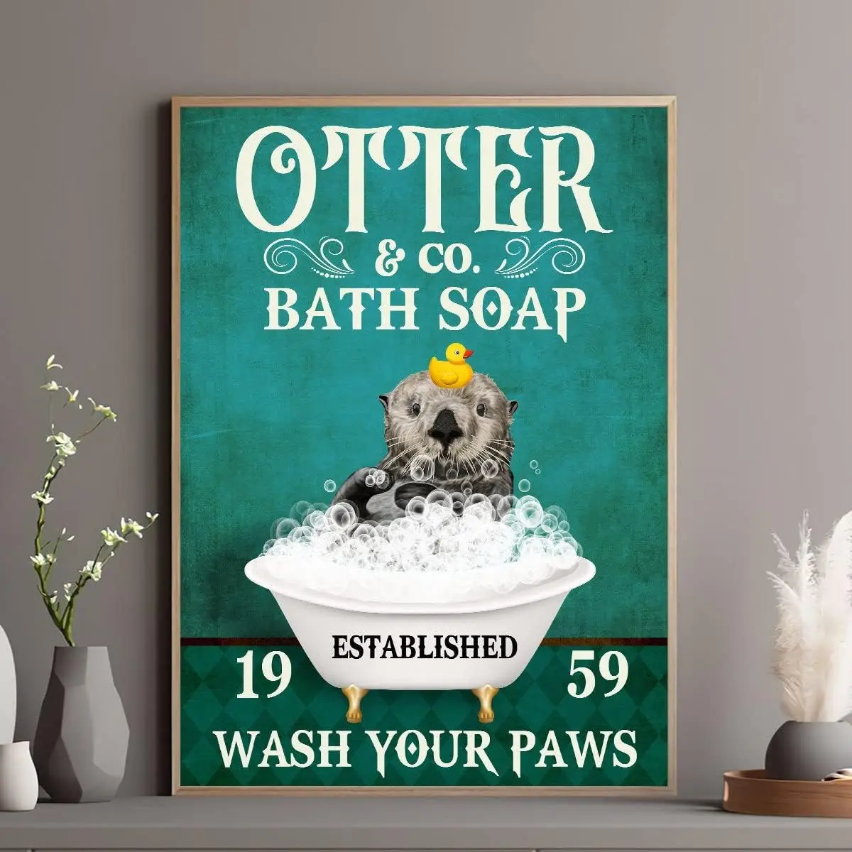 

Металлический жестяной ретро-плакат 5,5X8 дюймов, Забавный постер на выдру, Co для мытья мыла и мытья лап, Забавный постер на выдру и ванну, Забавный постер на выдру