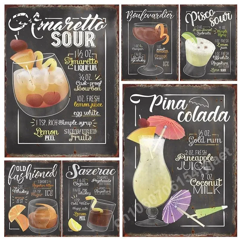 Винтажная Вывеска Для Коктейльного Бара Amaretto Металлический Настенный Декор В