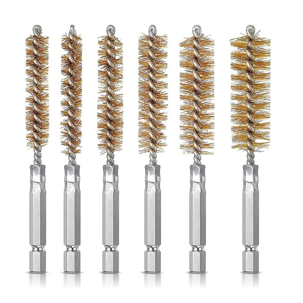 

6Pcs Copper Wire Brush Steel Wire Tube Cleaning Brush Paint Remover Tool Rust Polishing Cleaner Brushes