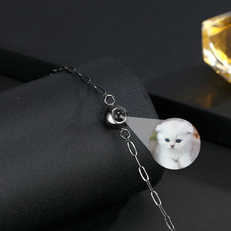 Personalized Photo Projection Bracelets Custom Colourful PictureTitanium Steel Link Chain Bracelets for Men Women Couple Jewelry