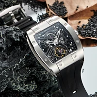 oblvlo top watch brand sport watch for man square skeleton watch steel automatic mechanical watch rubber strap watches em st