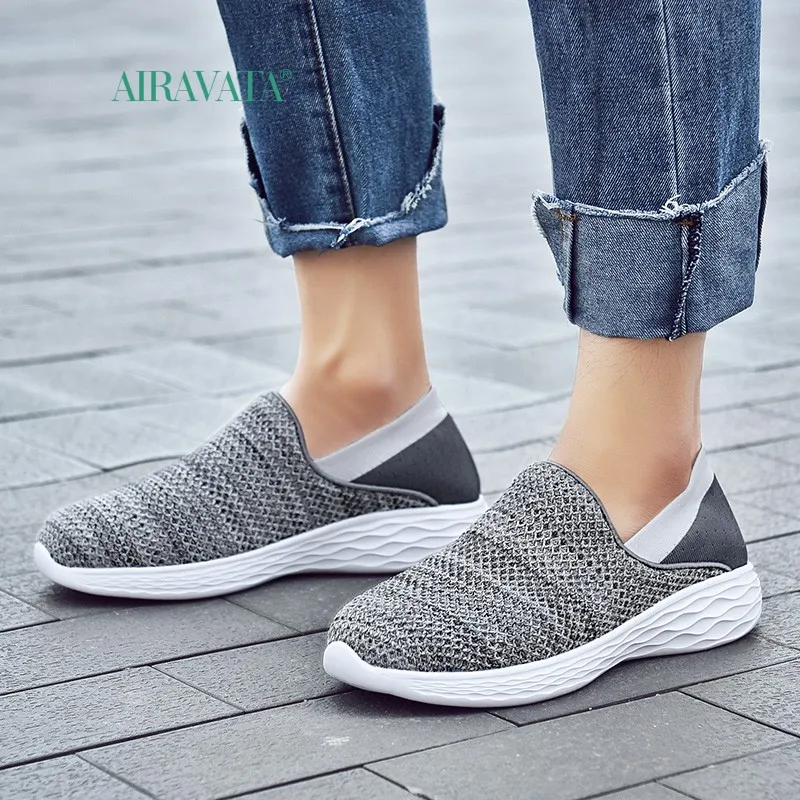 Women Black Sneakers Female Knitted Vulcanized Shoes Casual Slip on Flats Ladies Sock Shoes Trainers New Tenis Feminino Zapatos