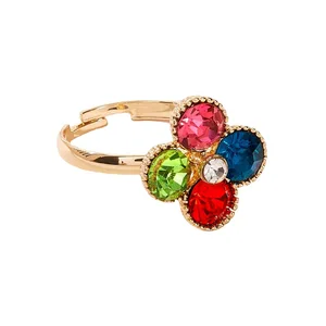Colorful Crystal Ring Fashion OL Adjustable Ring for Women Girls Simple Opening Finger Rings Fashion Jewelry