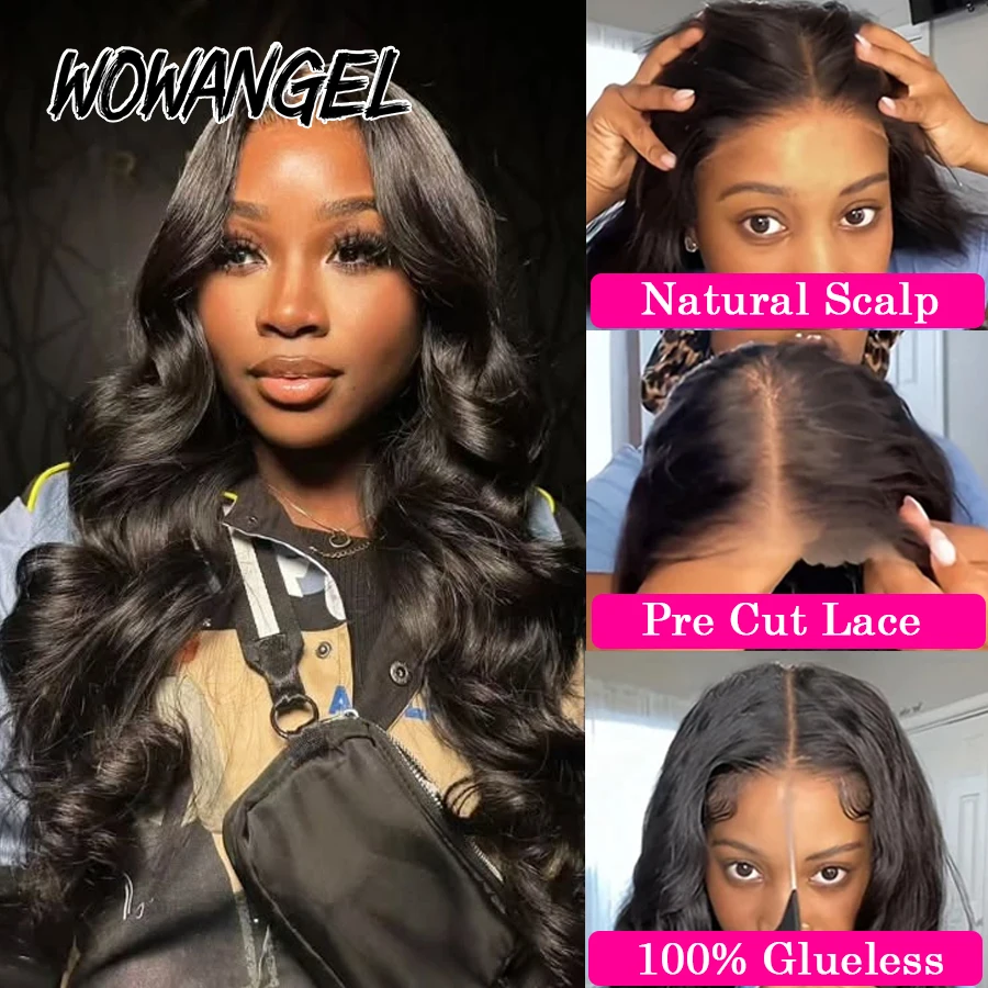 34in Pre Cut 9x6 HD Парики с кружевной застежкой Объемная волна Бесклеевые парики