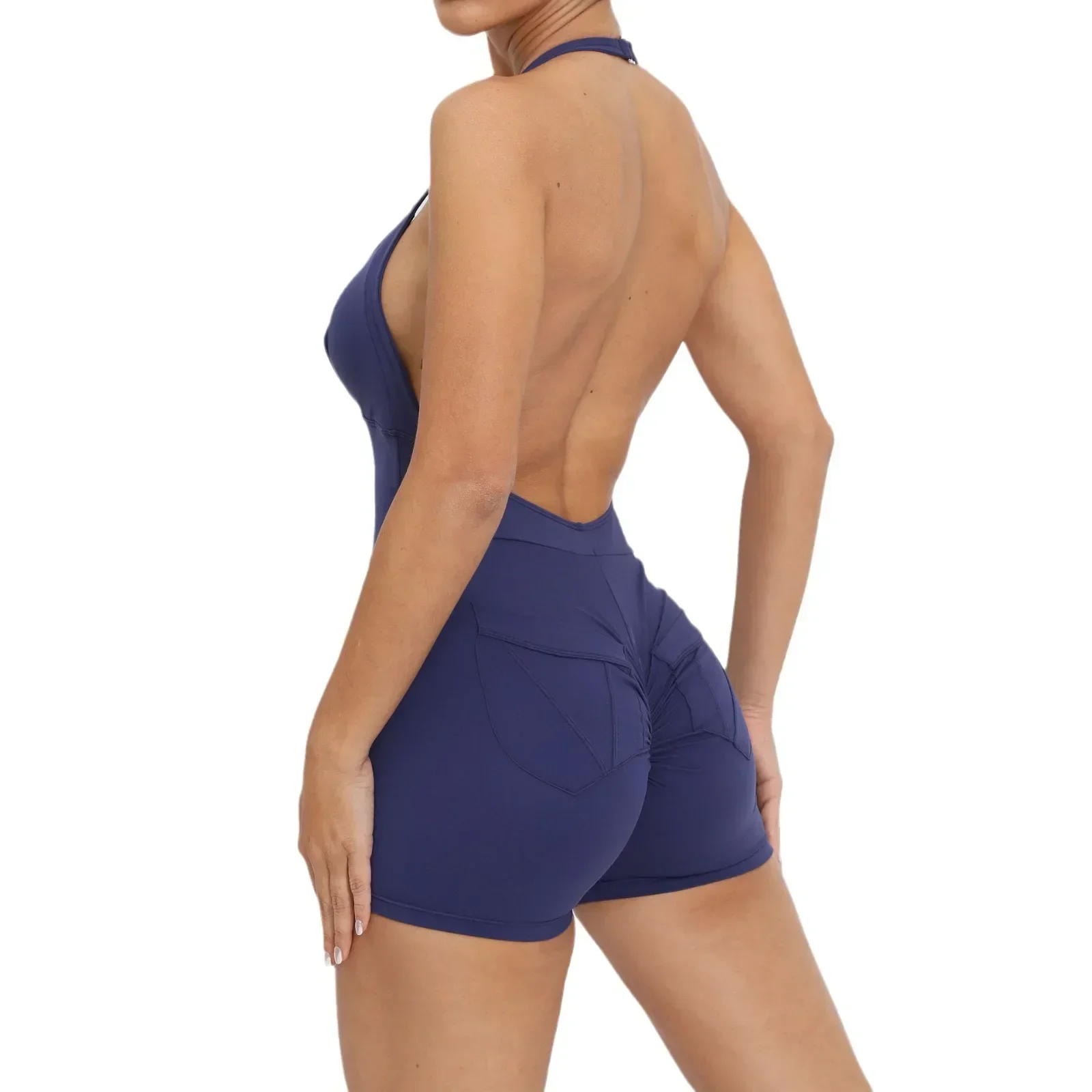 Бесшовные комбинезоны для йоги спортивные фитнес-комбинезоны с лямкой на шее и