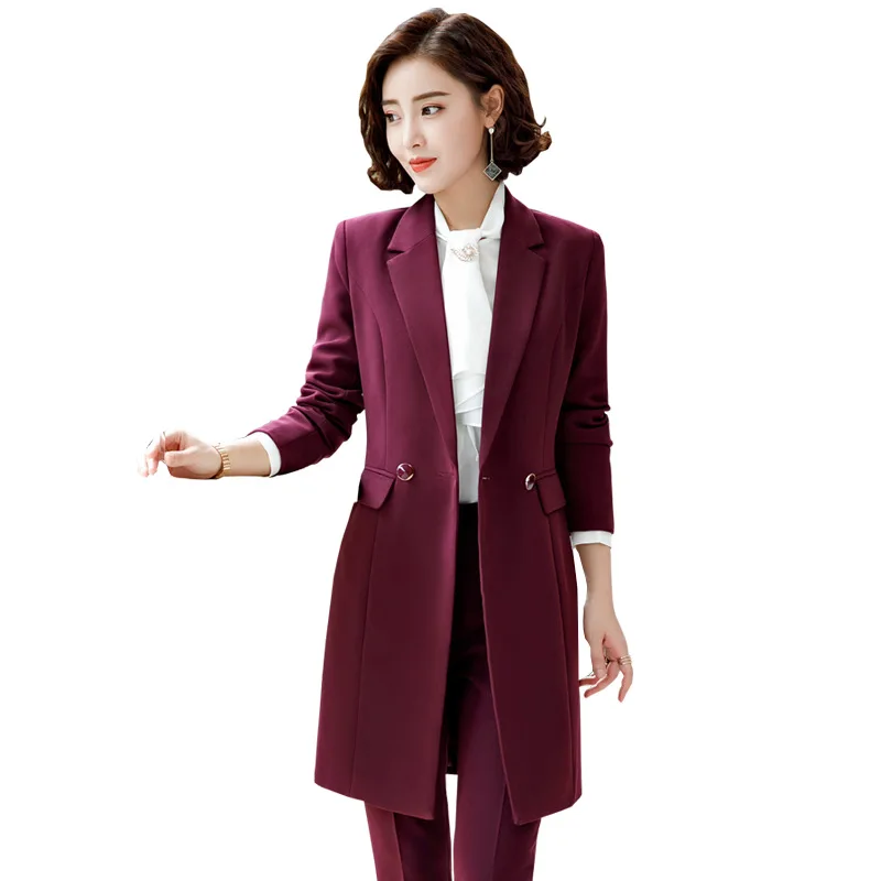 High End Women's Suits Temperament Suit Pants Two-piece Professional Wear Autumn and Winter Female Long Jacket High Quality