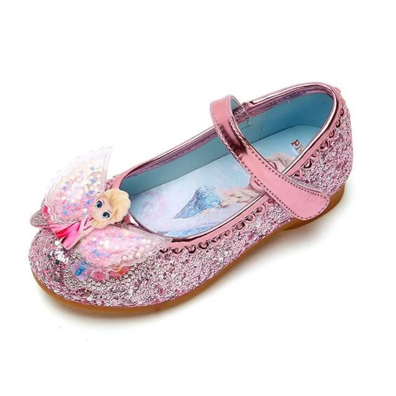 

Frozen Elsa Princess Kids Leather Sandals Girls Bow Casual Shoes Glitter Children Flat Shoes Elsa Sandals Butterfly Knot