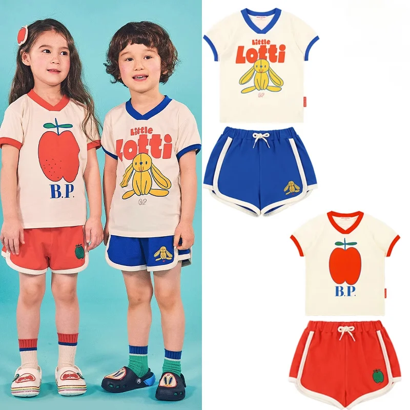 

Kids Clothes Set Korea BEBE Summer New Baby Boys Girls Printed Cute T-shirt and Shorts 2 Pcs Set
