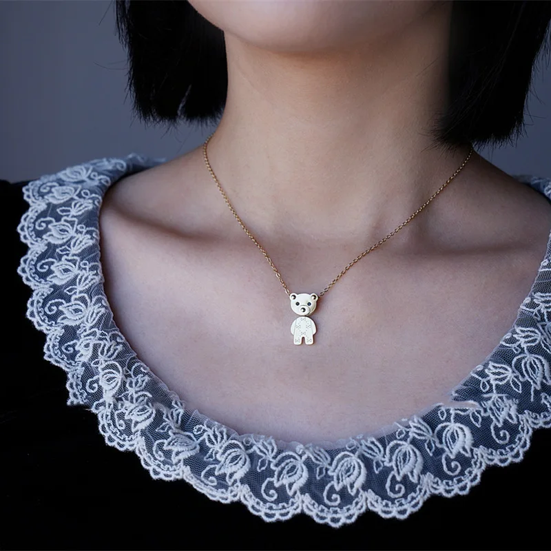 Модное ожерелье с подвеской в виде медведя из нержавеющей стали 2022 Корейская