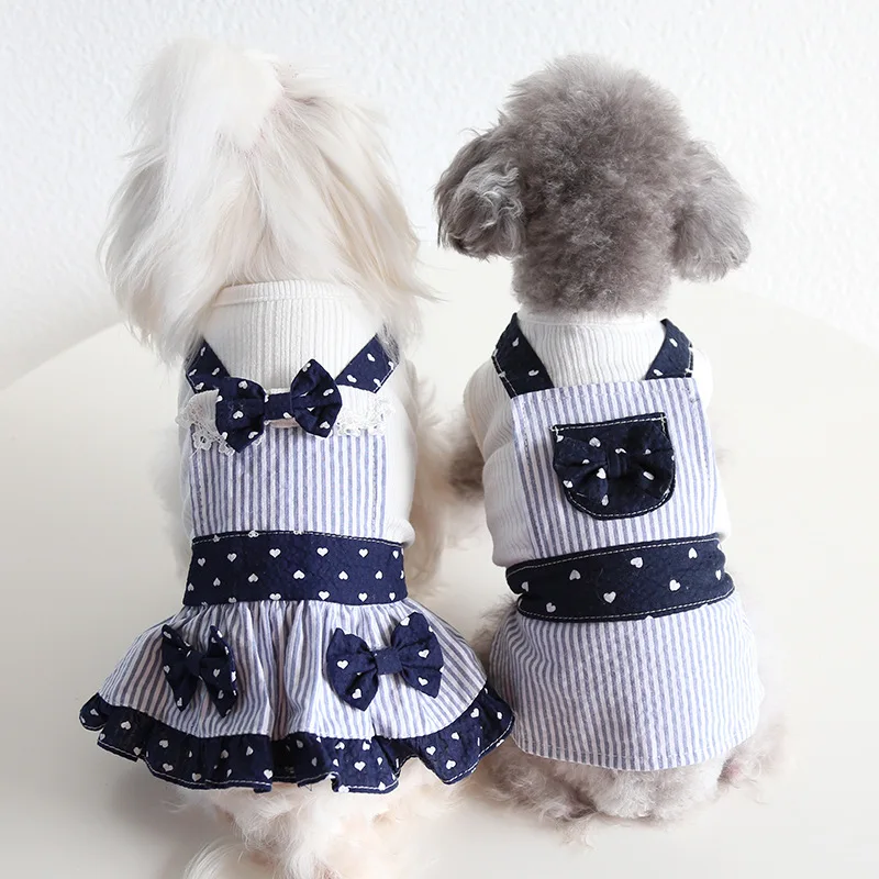

Vests And Dresses For Dogs Lovers 2022 Spring And Summer Striped Design Pets Couple Clothes Dog Clothes Pet Cat Maid Skirt