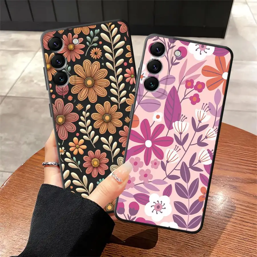 Фото Чехол для телефона Samsung Galaxy A70 A15 A50 A05 A04 A06 A13 A20 A12 A17 A16 A40 с экзотическим цветочным принтом №1