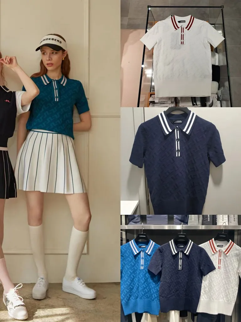

Dark Contrast Neckline Golf Women's Top Clothing Short Sleeve T-shirt Outdoor Golf Shirt Suit