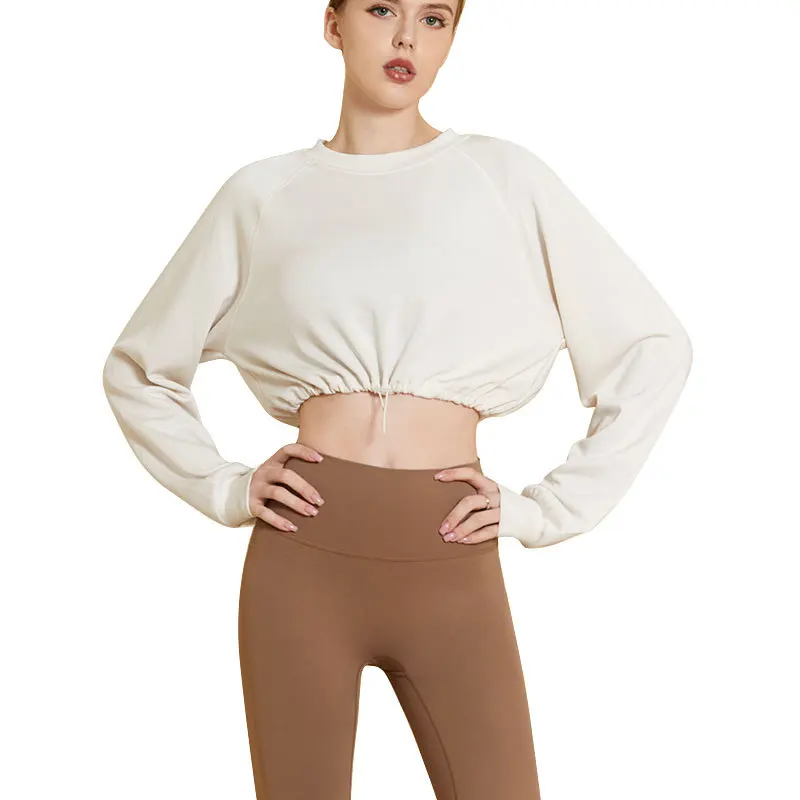 

Новинка, Спортивная Толстовка Pmwrun с длинным рукавом для йоги, женский укороченный кроп-топ, тонкая куртка на шнуровке для спортзала, куртка для бега, Топ