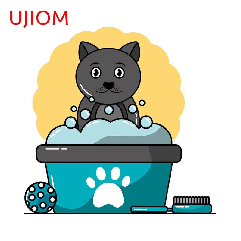

UJIOM 13cm x 12.8cm Pets Dog Funny Wall Stickers Personality Bathroom Decals Sunscreen Suitcase Living Room Computer Decor
