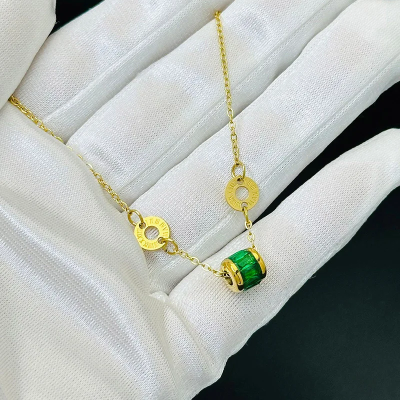 Зеленая Талия Lucky99 цветные ожерелья из титановой стали с подвесками для женщин