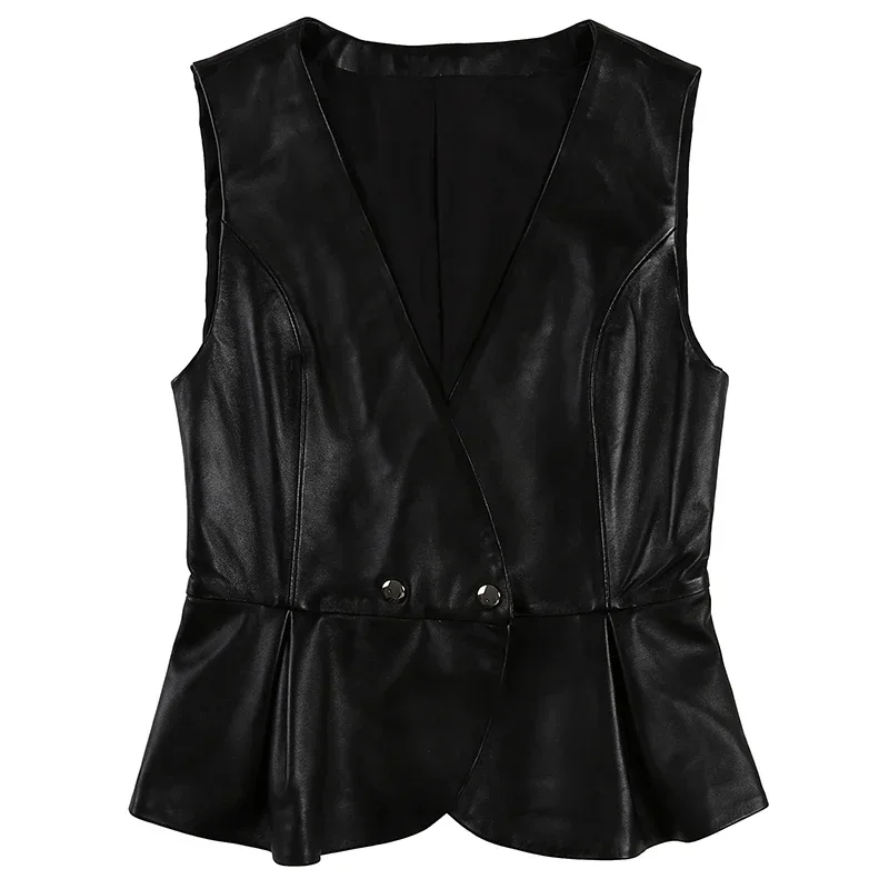 Женская короткая куртка из натуральной овечьей кожи весна-осень 2024