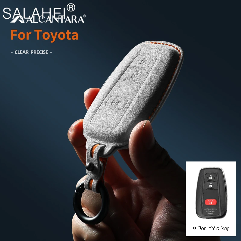 

Alcantara Suede Leather Car Key Case Cover For Toyota Prius CHR Camry Crown Prado Highlander RAV4 Keyless Keychain Accessories