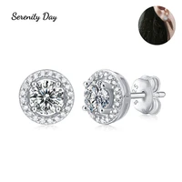 serenity day 100 1ct moissanite earrings d color round brilliant diamond s925 sterling silver fine jewelry for birthday gift