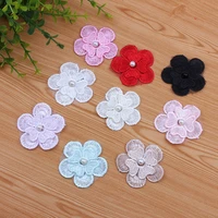 20pcslot 4 5cm embroidered mesh two layer flower padded appliqued for diy handmade kawaii children hair clip accessories