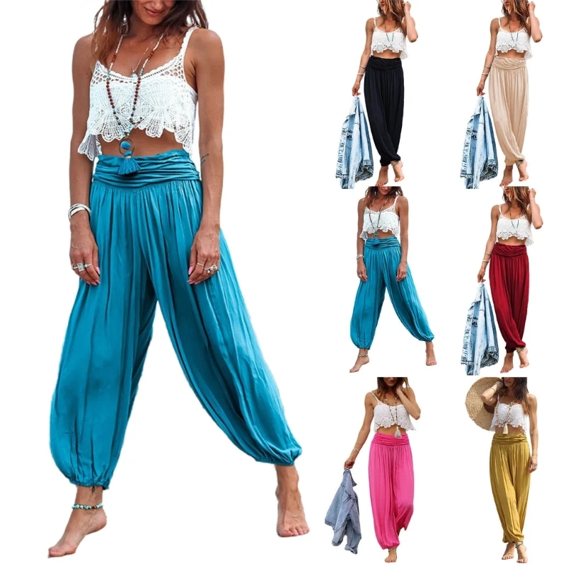 

New style Spring/Summer Cotton Linen Womens High Waist Casual Pants Loose Thin Trousers