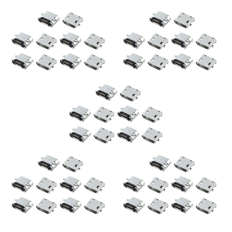 

50 Pcs Spare Parts Type B Micro USB Female Jack Connector Port Socket