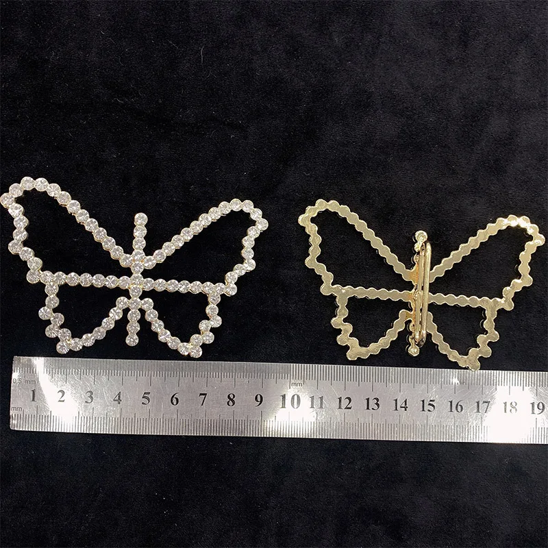 

CuiEr 1piece Elegant Gold Butterfly Leather Belt Appliques Rhinestone Crystal Hematite Alloy DIY Accessories Ribbon Bowknot