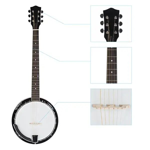 

Exquisite Professional Sapelli Notopleura Wood Alloy 6-string & 5-string Banjo