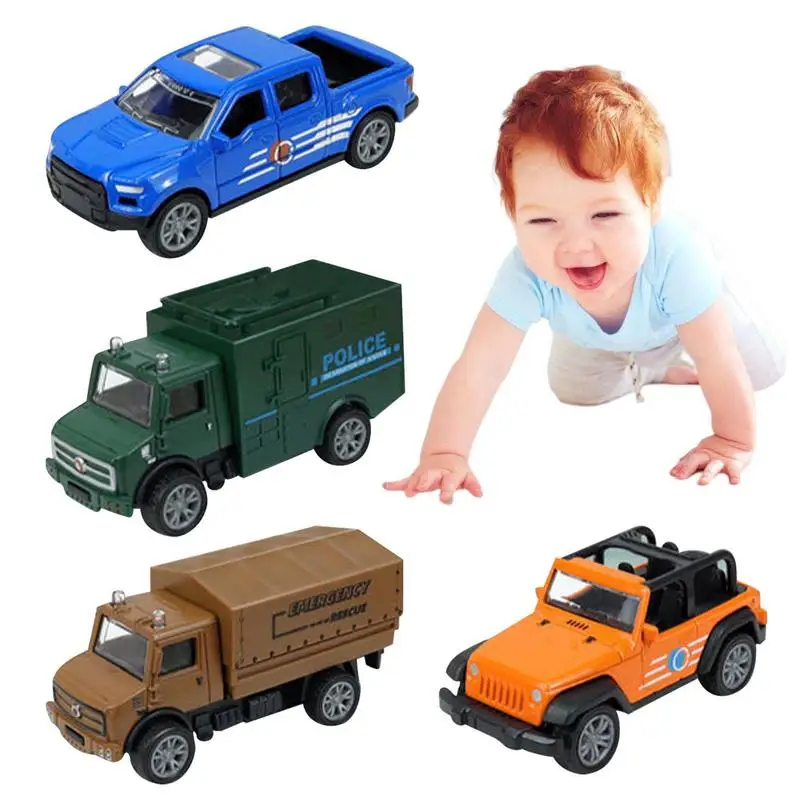 

Pull Back Vehicles Die-Cast Race Cars Vehicles Bulk 4pcs Multicolors Goodie Bag Stuffers Teacher Treasure Prize Box Car Toys For