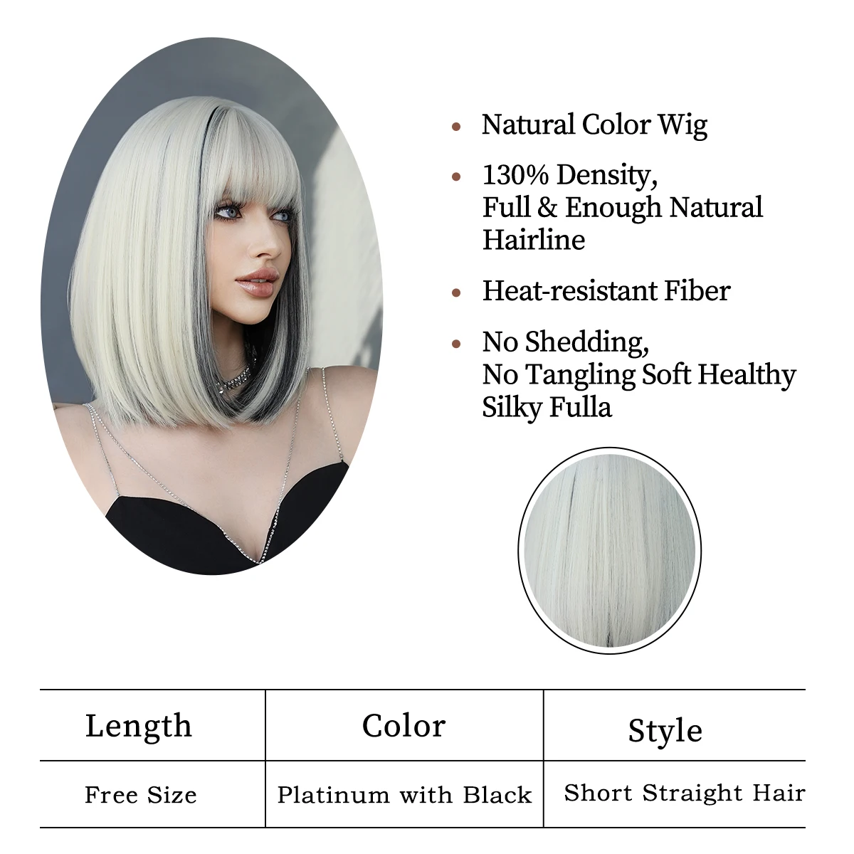 Light Blonde Bob Wigs for Women Short Platinum Wig with Bangs Natural Fashion Synthetic Wig Daily Party Halloween Fake Hair images - 6