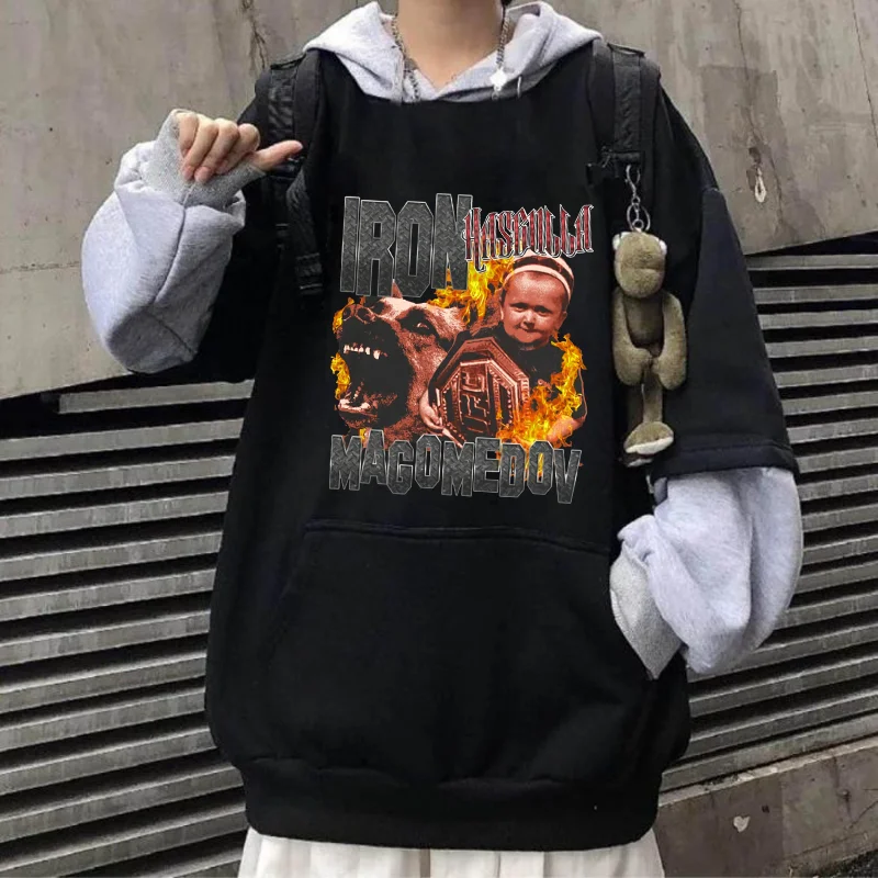 

Khabib Nurmagomedov Oversized Hoodie Fashion Casual Hasbulla Fighting Meme Hooded Sweatshirt Mini Khabib Kawaii Graphic Clothing
