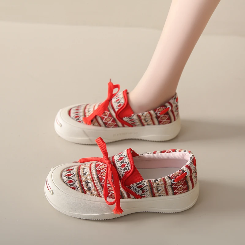 

Женские парусиновые туфли на шнуровке, повседневные туфли с круглым носком, Вулканизированная подошва, 2023