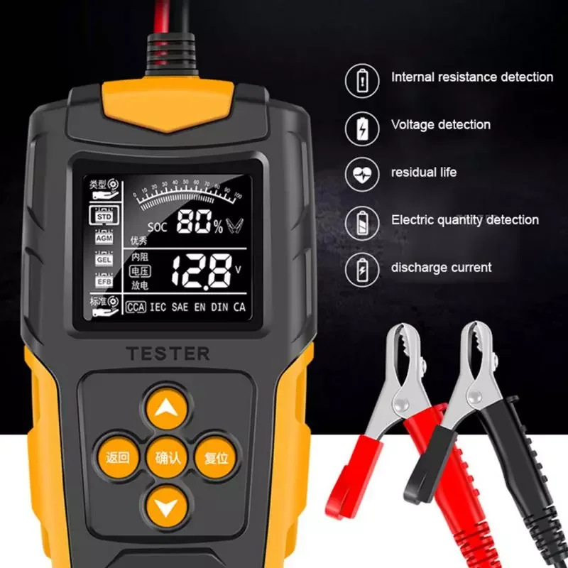 

E-FAST Battery Tester Digital Display Parameters 12V/24V Car Battery Charging Tester Circut Tester Battery Analyzer