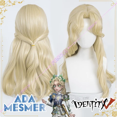 Identity V The Silver Knight Психолог Косплей Парик Ада Месмер Полузавязанные Длинные Светлые Золотые Волосы Женский Парик Хэллоуин Карнавал
