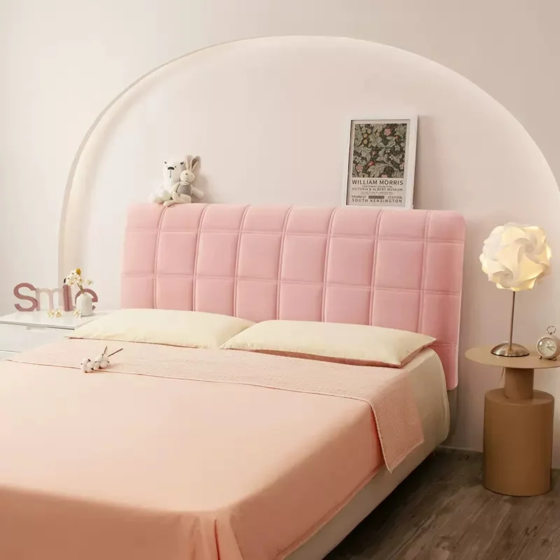 

Luxury Plaid Bed headboard Cover Bedroom Soft Warm Winter Thicken All inclusive Bedhead Dust Protector Universal Bed Back Covers