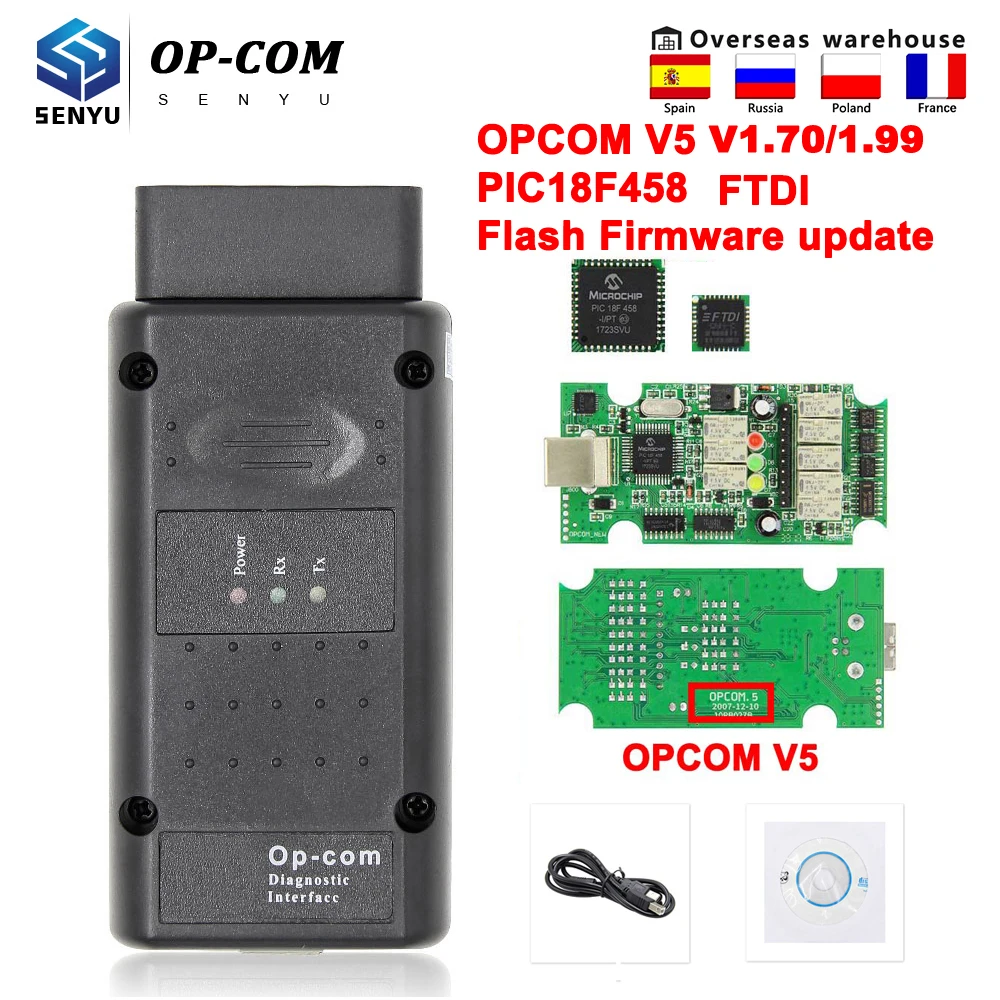 OPCOM V5 Для Opel 1 70 Flash прошивка обновление PIC18F458 FTDI OP COM 99 OBD OBD2 сканер автомобильный