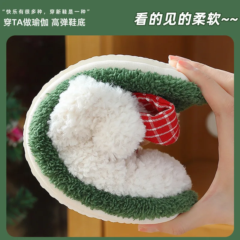 2022 Santa Claus Female Cotton Slippers Autumn And Winter Lovely Waterproof Indoor Home Warm Comfortable Plush Men's Cotton Shoe