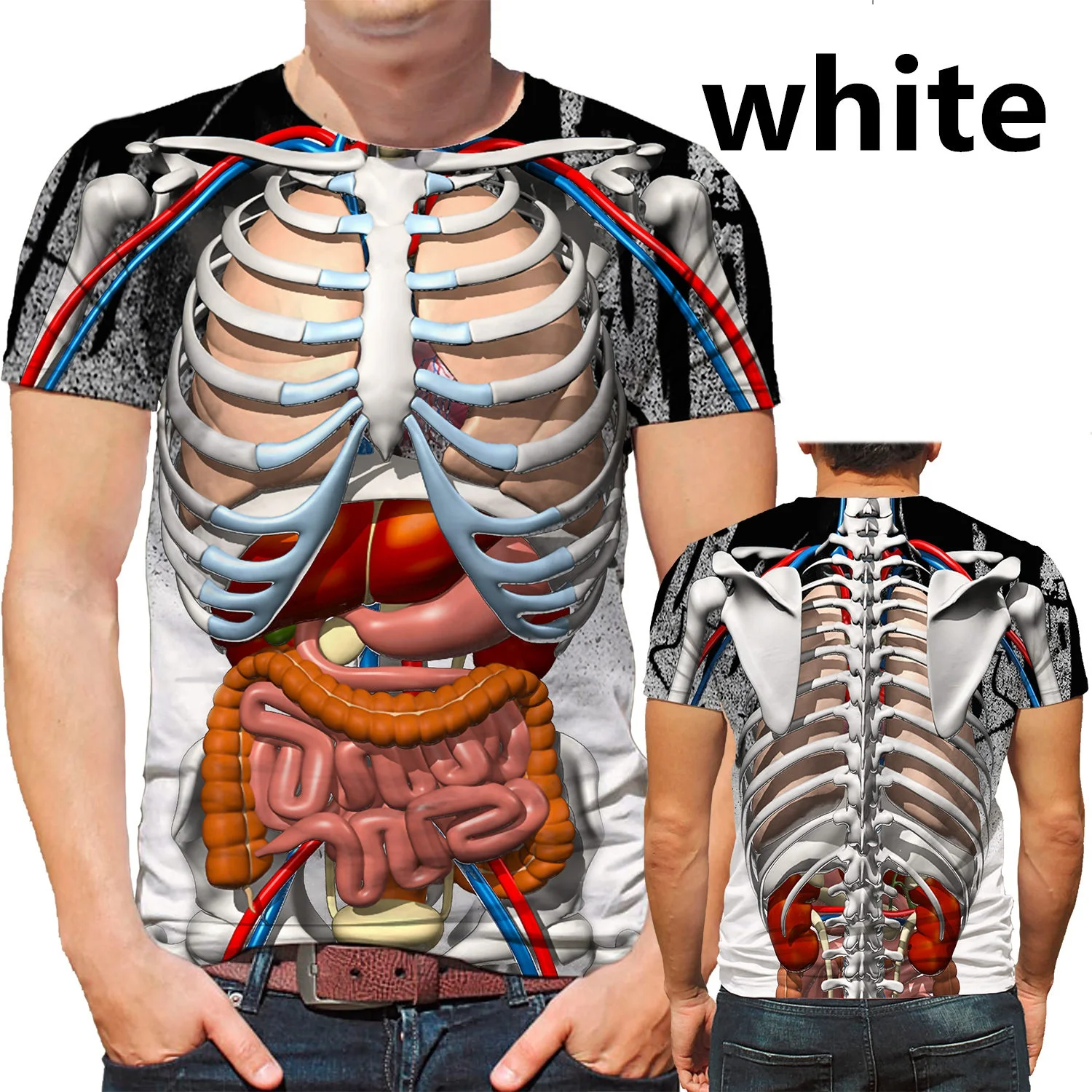 

Summer Short Sleeve 3D Print Cosplay Male Skeleton Internal Organs Tshirt Harajuku Human Body Men Fashion T-shirt Oversized