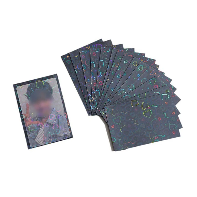 

50 Pcs Transparent Kpop Card Sleeves 61x91mm Heart Bling Holder For Postcards Top Load Films Photocard Game Cards Protector