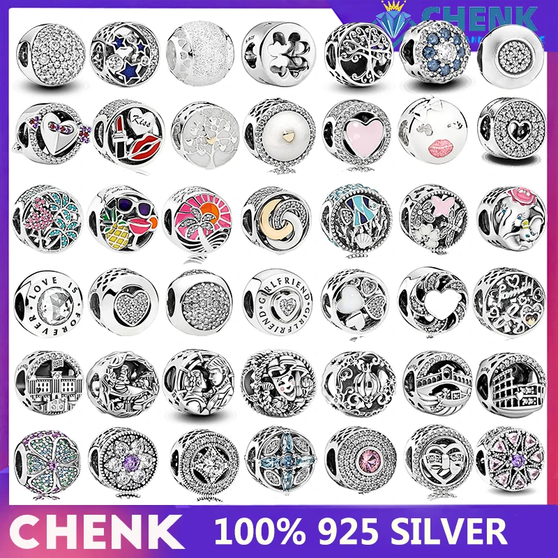 

charm17 100% 925 Sterling Silver Round Color Summer Painting Charm Fit Original Pan Bracelet 1:1 Model Have Logo Gift For Women