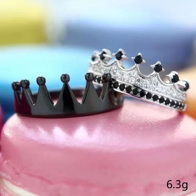 

Milangirl Creative 2 Pcs/Set Princess Luxury Crown Inlaid Crystal Rhinestone Zircon Female Ring Set for Women Wedding Jewelry